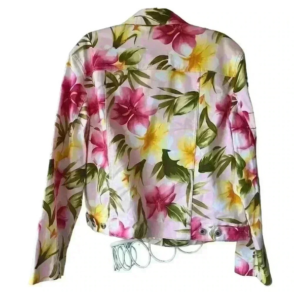 Caribbean Joe Women's Pink Floral Jacket Size L Casual Long Sleeve - Picture 7 of 9